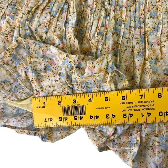 Womens American Eagle High Waisted Floral Short Front Pleats Drawstring Yellow L - Picture 6 of 14